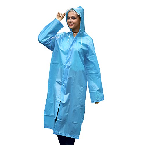 Unigear Portable Raincoat Rain Poncho with Hood and Sleeve (Blue, L ...